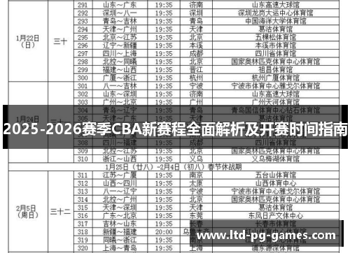 2025-2026赛季CBA新赛程全面解析及开赛时间指南